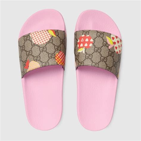 women's gucci les pommes slide sandal|Gucci sandals for women.